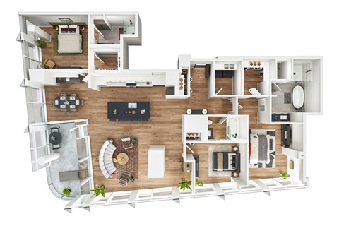 Floor plan for 3 beds, 3 baths, 1959 sqft